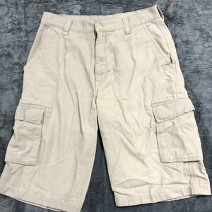 Utility Cargo Shorts Mens‎ 30 Khaki Tan Cotton Canvas Multi Pocket Relaxed Fit